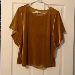 Gold velvet Madewell cropped shirt NWT